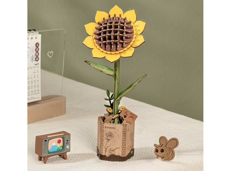 ROBOTIME Rowood 3D drevené puzzle Slnečnica 86 dielikov