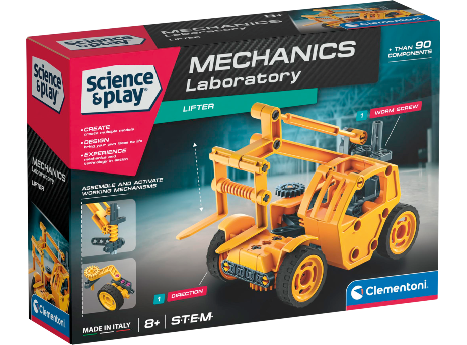 CLEMENTONI Science&Play Mechanické laboratórium Vysokozdvižný vozík