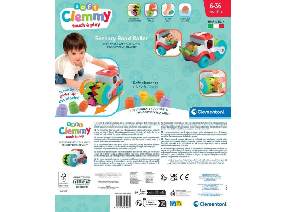 CLEMENTONI Soft Clemmy Vkladací senzorický nakladač s kockami