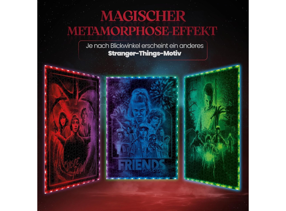 CLEMENTONI Svietiace metamorfické puzzle Stranger Things: Obrátený svet 520 dielikov