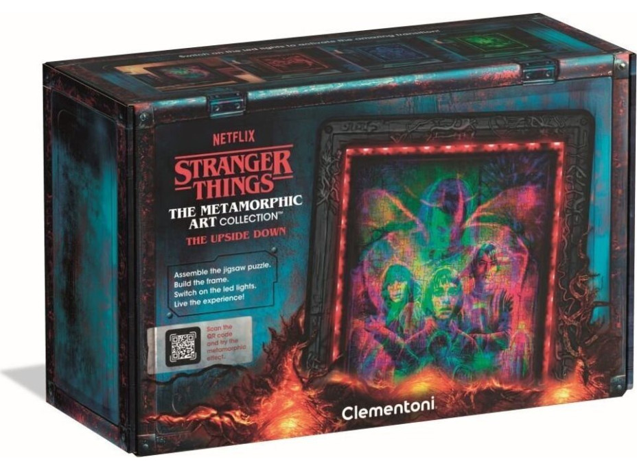 CLEMENTONI Svietiace metamorfické puzzle Stranger Things: Obrátený svet 520 dielikov