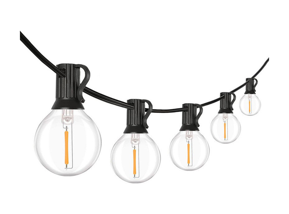 Solight LED vonkajšia balkónová reťaz s žiarovkami, 10 žiaroviek, 5m+3m, 500lm, teplá biela