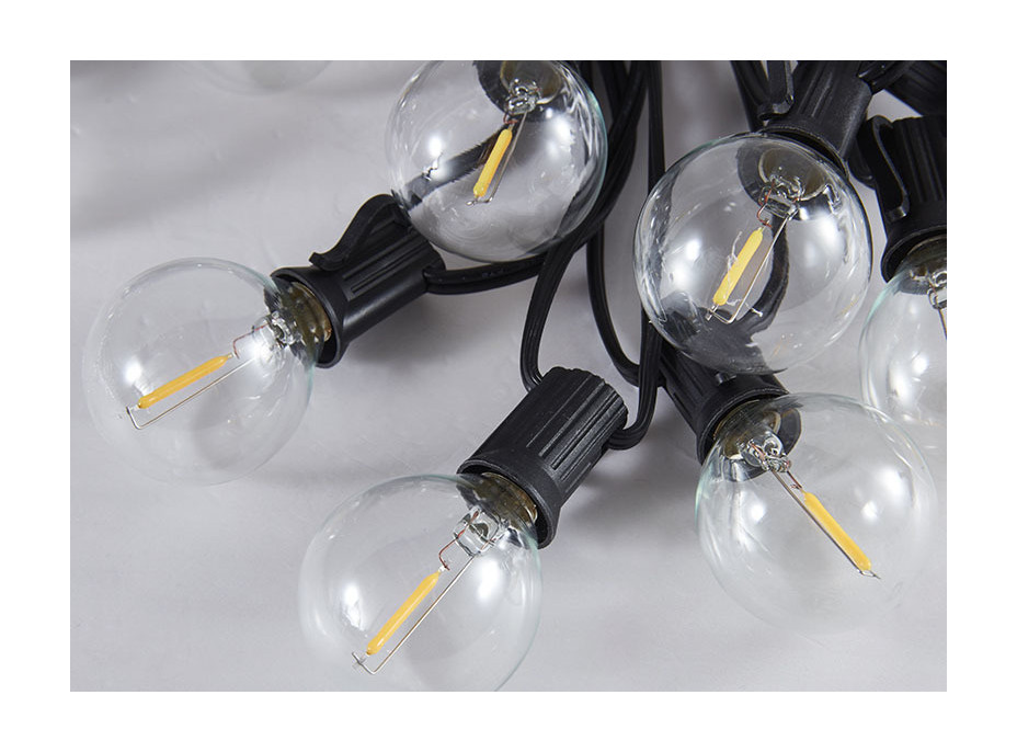 Solight LED vonkajšia balkónová reťaz s žiarovkami, 10 žiaroviek, 5m+3m, 500lm, teplá biela