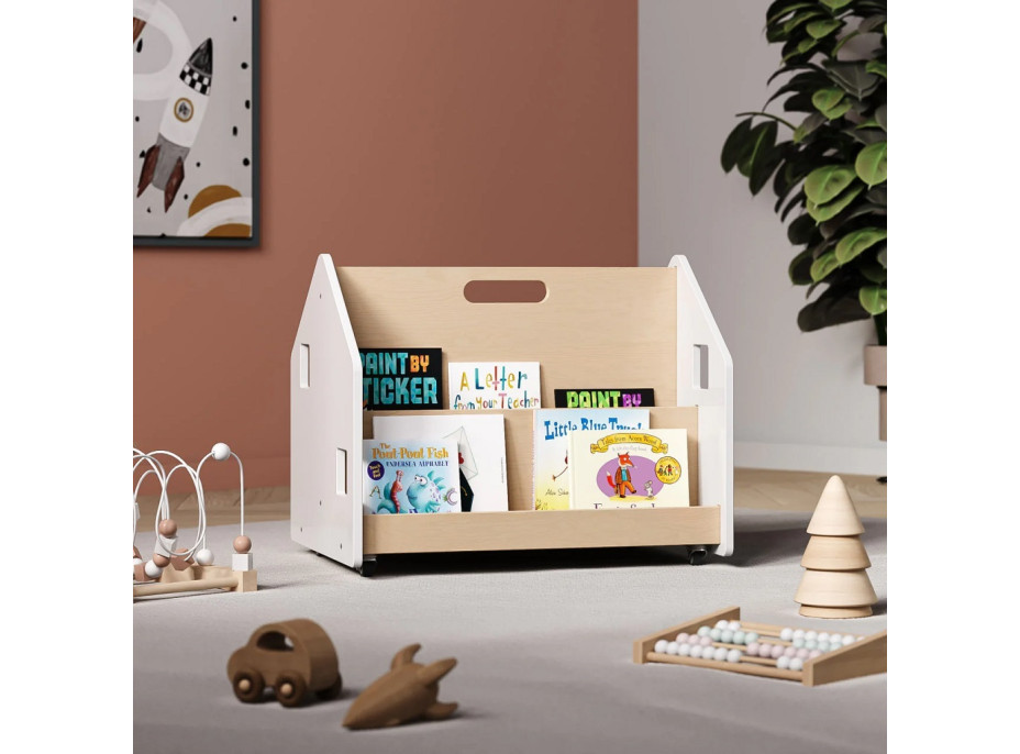 BusyKids Obojstranná knižnica na kolieskach biela