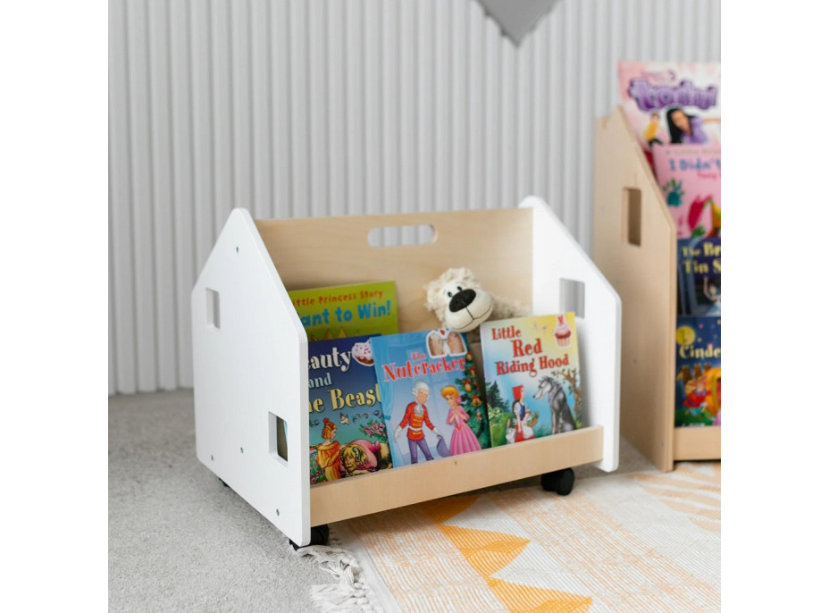 BusyKids Obojstranná knižnica na kolieskach biela