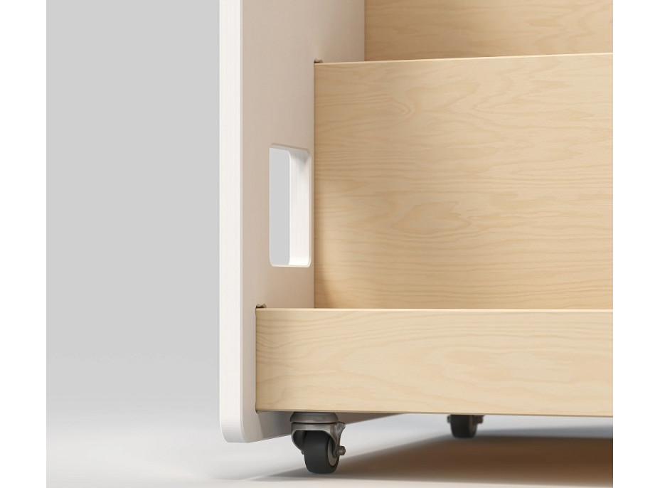 BusyKids Obojstranná knižnica na kolieskach biela