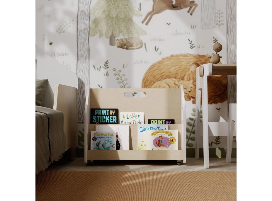 BusyKids Obojstranná knižnica na kolieskach biela