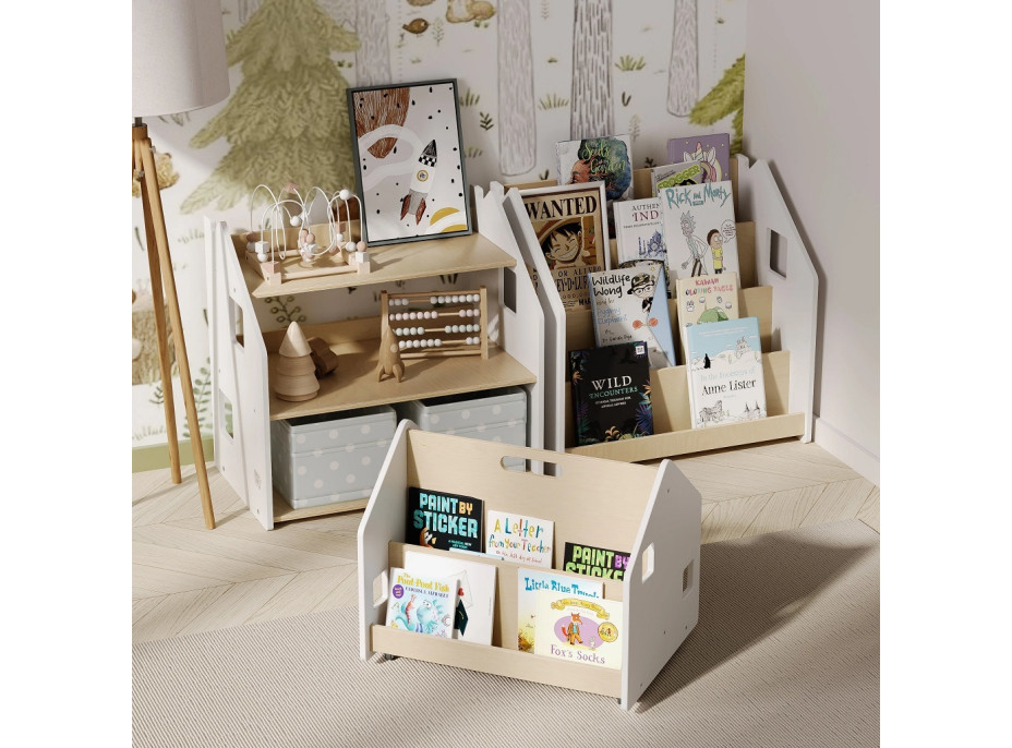 BusyKids Obojstranná knižnica na kolieskach biela