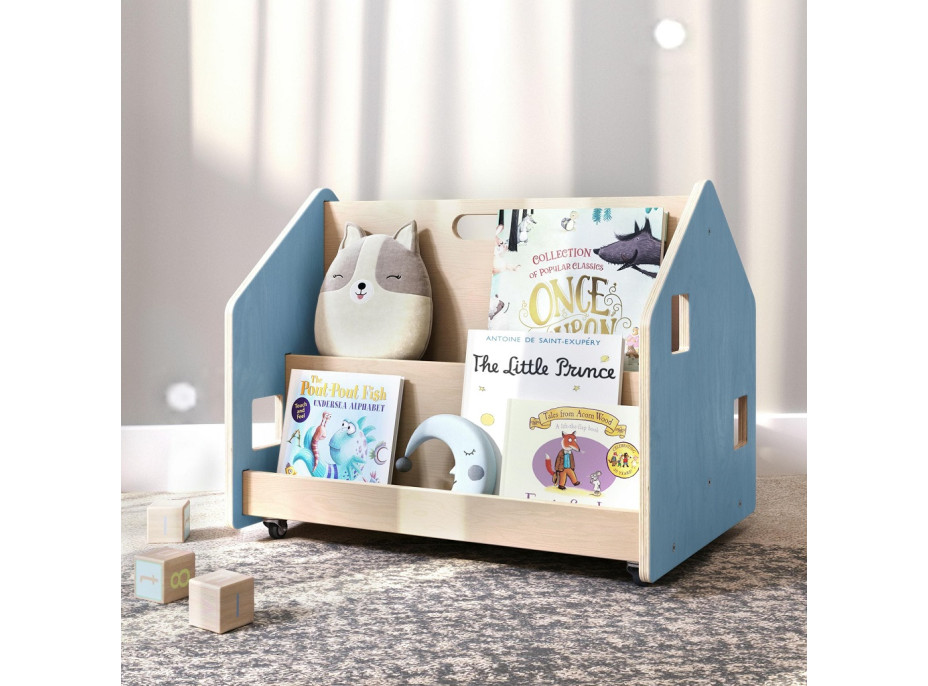 BusyKids Obojstranná knižnica na kolieskach modrá