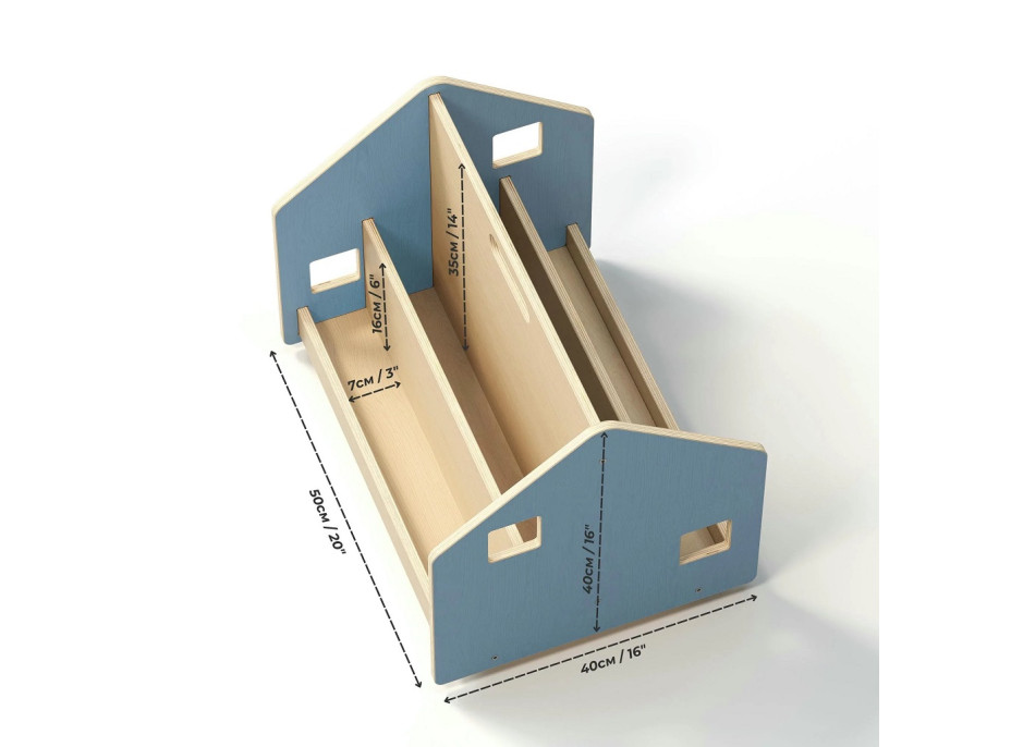 BusyKids Obojstranná knižnica na kolieskach modrá