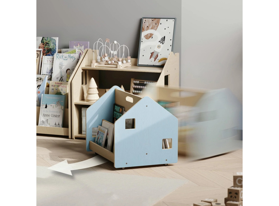 BusyKids Obojstranná knižnica na kolieskach modrá