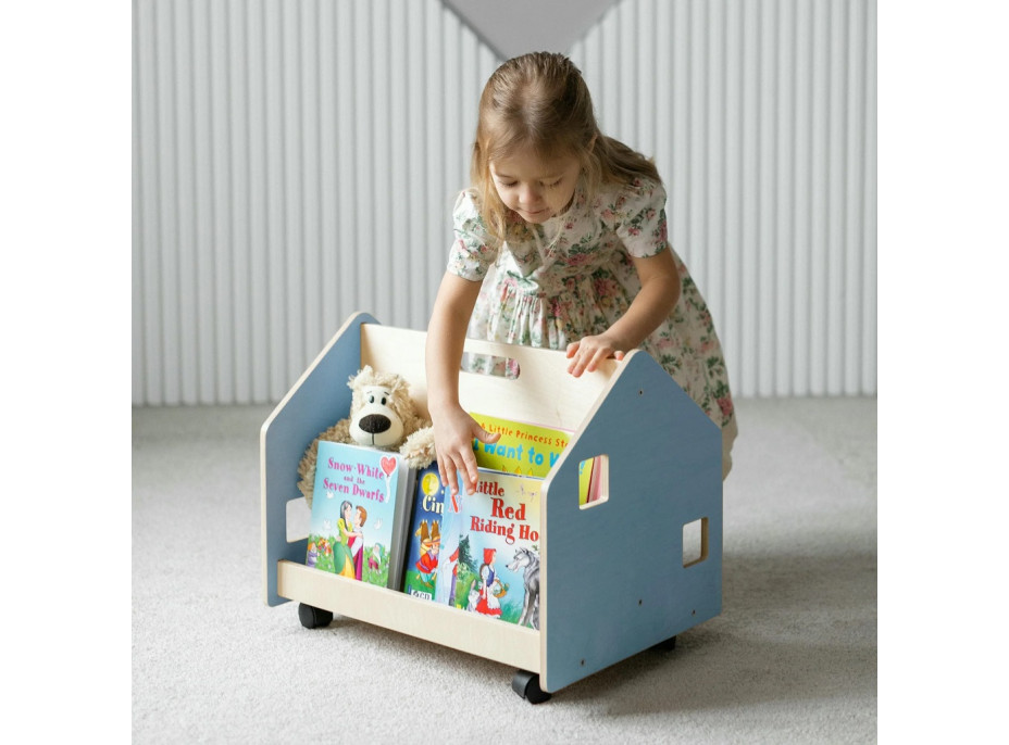 BusyKids Obojstranná knižnica na kolieskach modrá