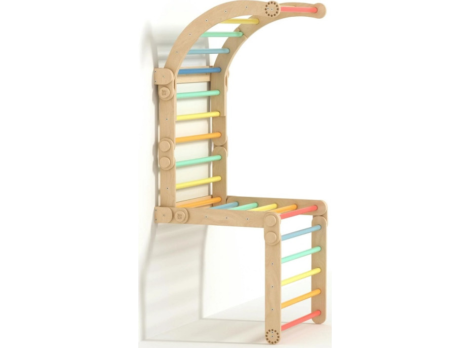 BusyKids Drevené domáce rebriny s hrazdou dúhové