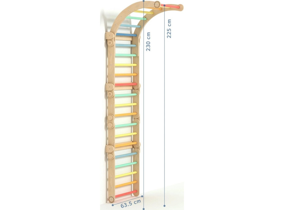 BusyKids Drevené domáce rebriny s hrazdou dúhové