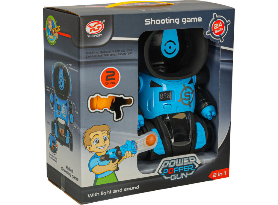 Arkádová hra - Hladný robot - set 2 pištole + lopty