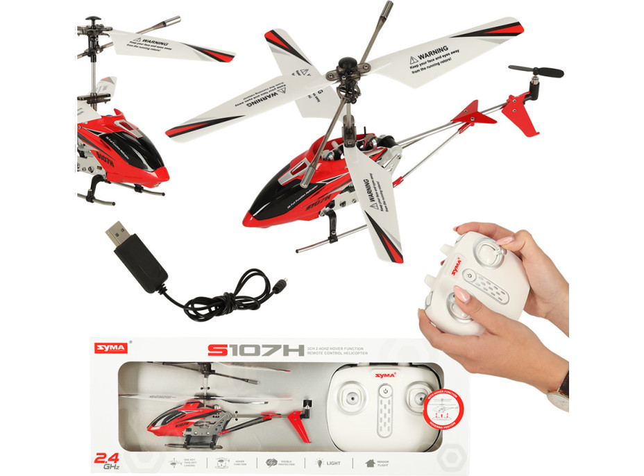 SYMA S107H RC vrtuľník 2,4 GHz RTF - červený