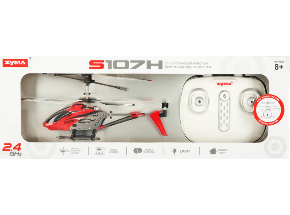 SYMA S107H RC vrtuľník 2,4 GHz RTF - červený