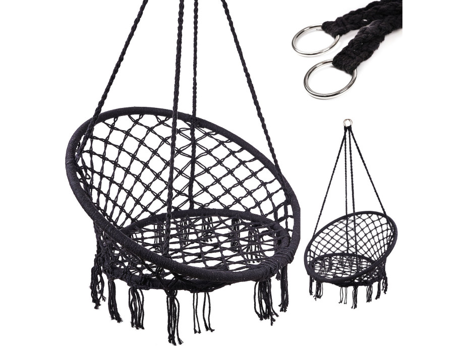 Hojdacie kreslo LUARO s operadlom - čierne - 80 cm