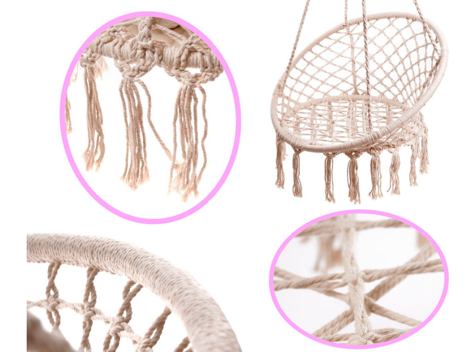 Hojdacie kreslo LUARO s operadlom - ecru - 80 cm