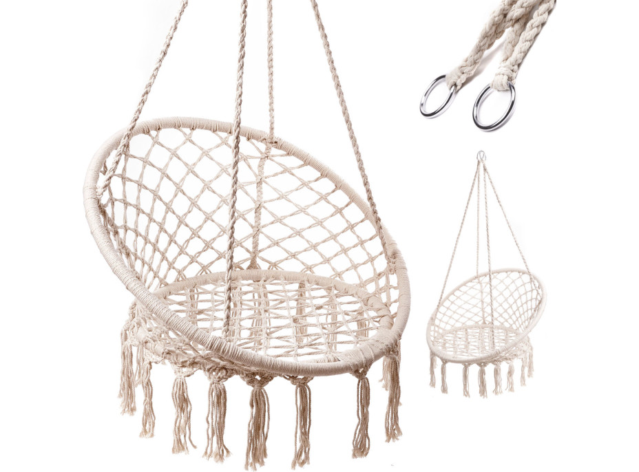 Hojdacie kreslo LUARO s operadlom - ecru - 80 cm