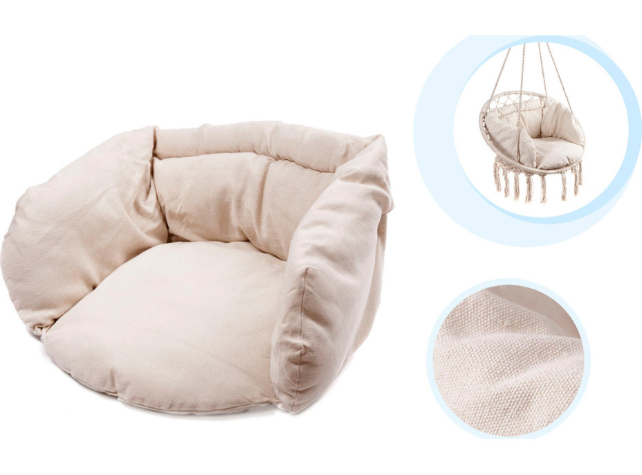 Hojdacie kreslo LUARO s operadlom - ecru - 80 cm + vankúš