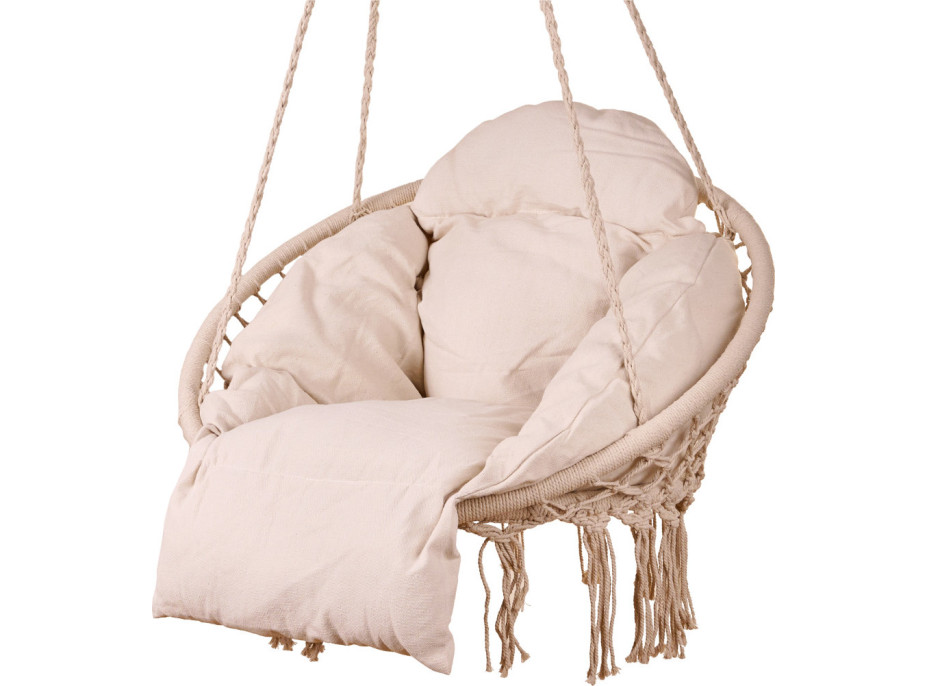 Hojdacie kreslo LUARO s operadlom - ecru - 80 cm + vankúš XXL