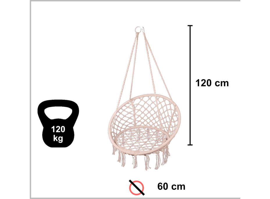 Hojdacie kreslo LUARO s operadlom - ecru - 80 cm + vankúš XXL