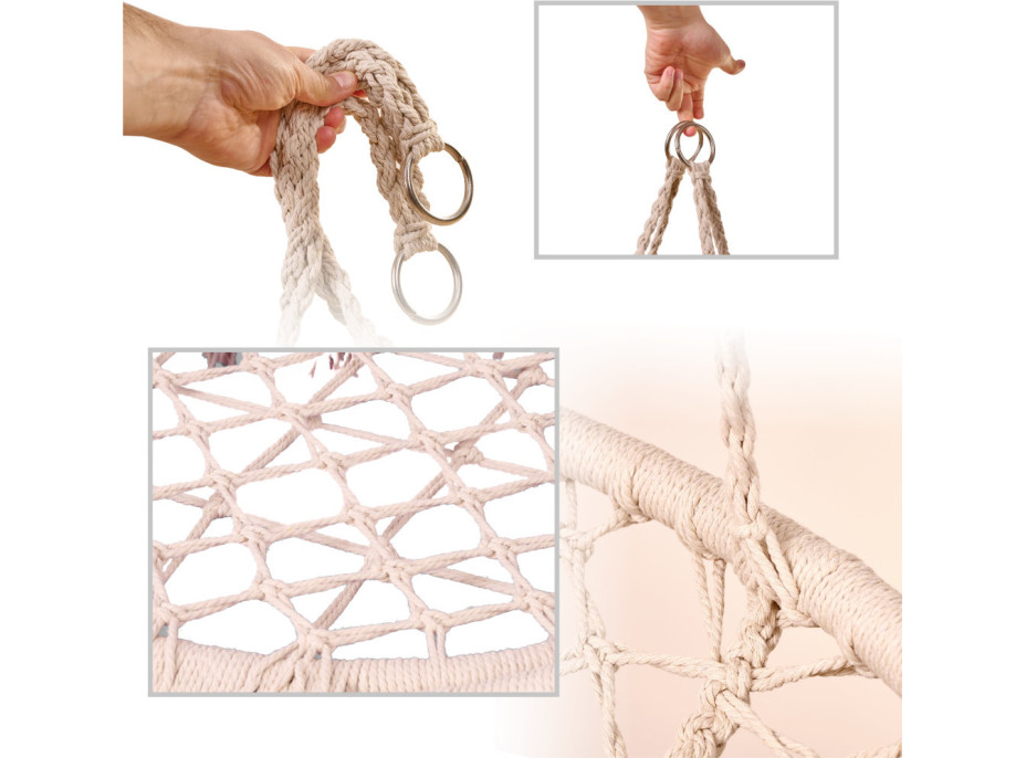 Hojdacie kreslo LUARO s operadlom - ecru - 80 cm + vankúš XXL