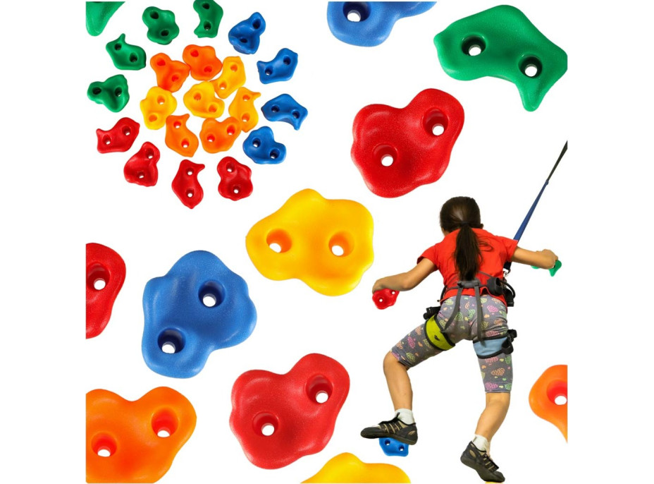 Lezecké úchyty pre deti - farebné 20 ks + skrutky