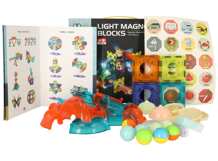 Svietiaca magnetická guličková dráha - 49 prvkov