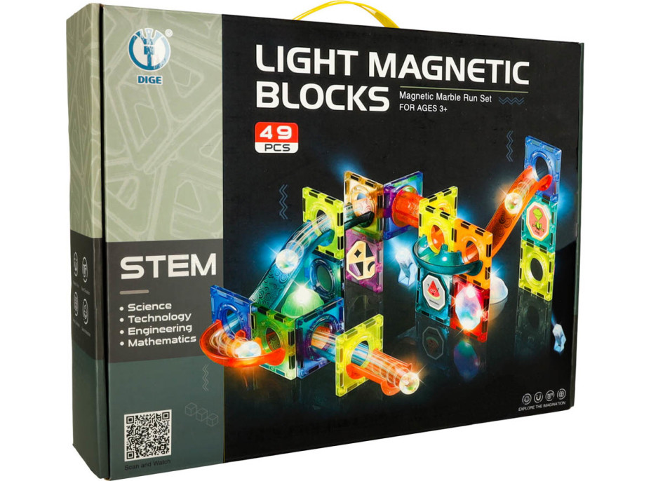 Svietiaca magnetická guličková dráha - 49 prvkov