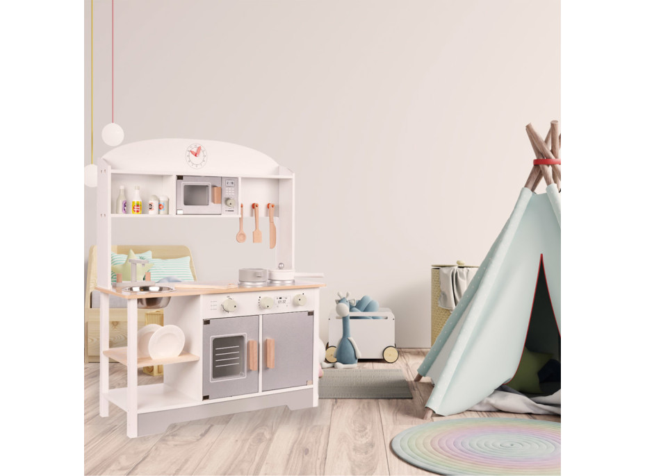 Detská drevená kuchynka MDF MODERN CLASSIC + príslušenstvo