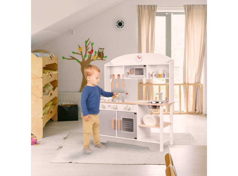 Detská drevená kuchynka MDF MODERN CLASSIC + príslušenstvo
