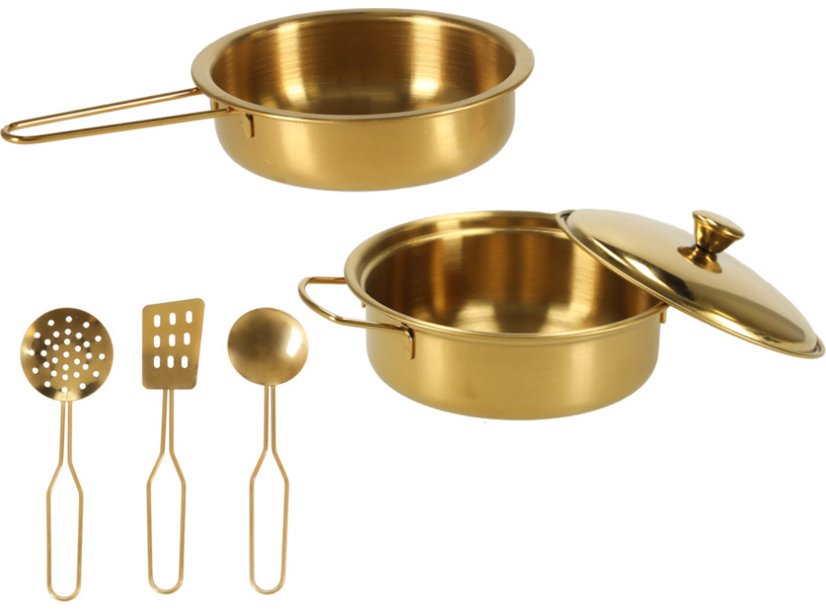 Detská drevená kuchynka s chladničkou - biela/zlatá