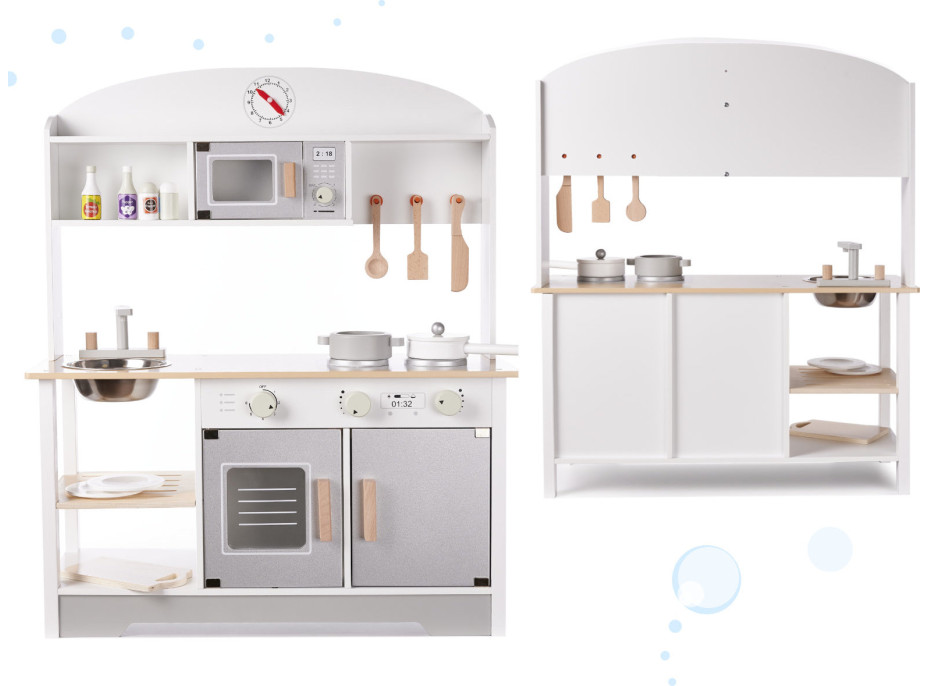 Detská drevená kuchynka MDF MODERN CLASSIC + príslušenstvo
