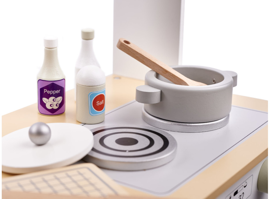 Detská drevená kuchynka MDF MODERN CLASSIC + príslušenstvo