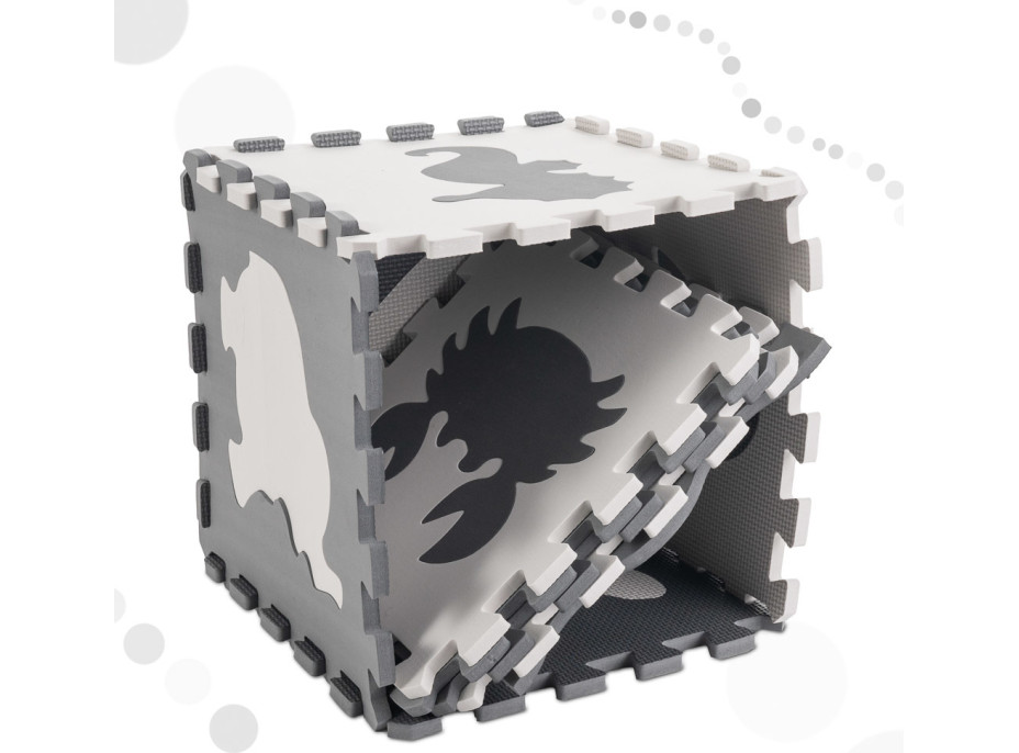 Penová puzzle podložka pre deti 9 prvkov - šedá/ecru - 85cm x 85cm x 1cm