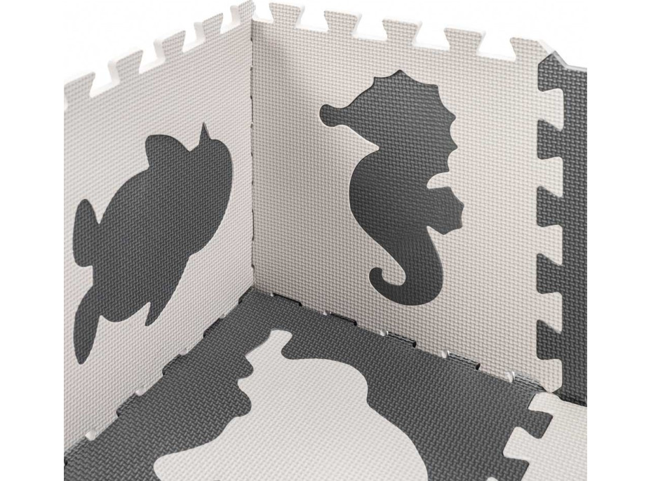 Penová puzzle podložka pre deti 9 prvkov - šedá/ecru - 85cm x 85cm x 1cm