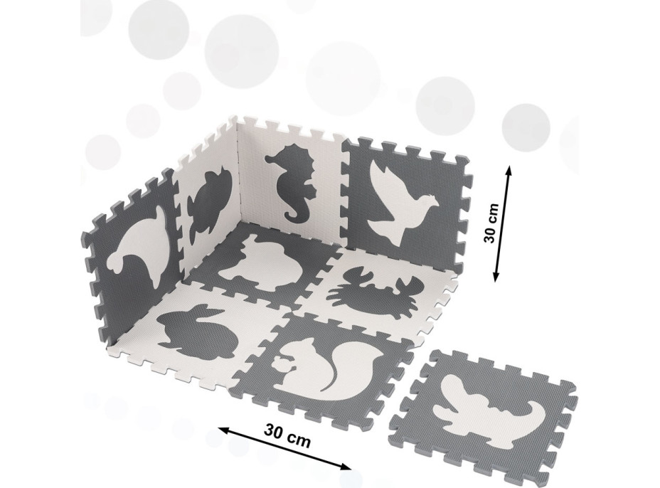 Penová puzzle podložka pre deti 9 prvkov - šedá/ecru - 85cm x 85cm x 1cm