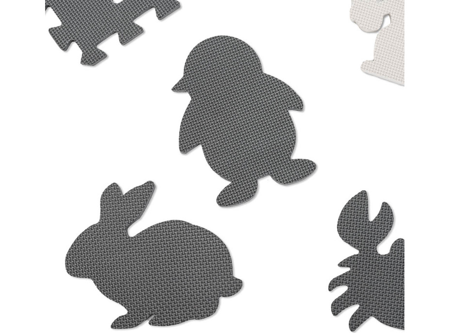 Penová puzzle podložka pre deti 9 prvkov - šedá/ecru - 85cm x 85cm x 1cm