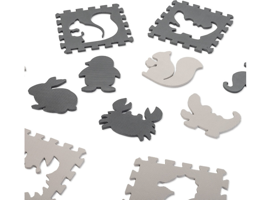 Penová puzzle podložka pre deti 9 prvkov - šedá/ecru - 85cm x 85cm x 1cm