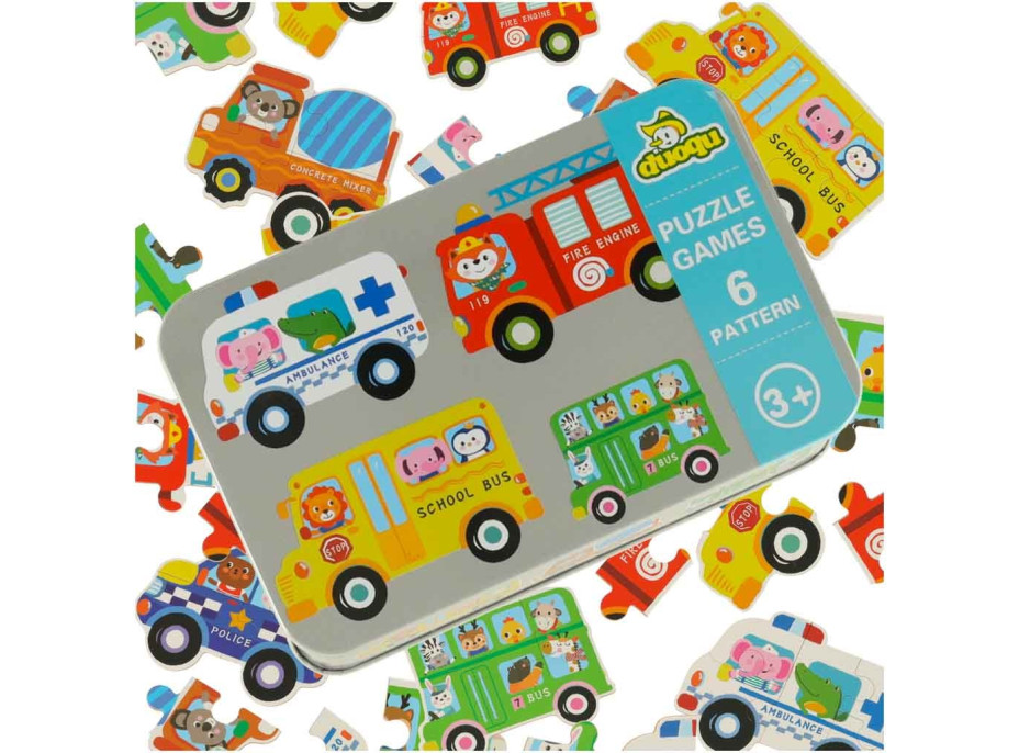 Puzzle v plechovke - Vozidlá - 30 dielikov