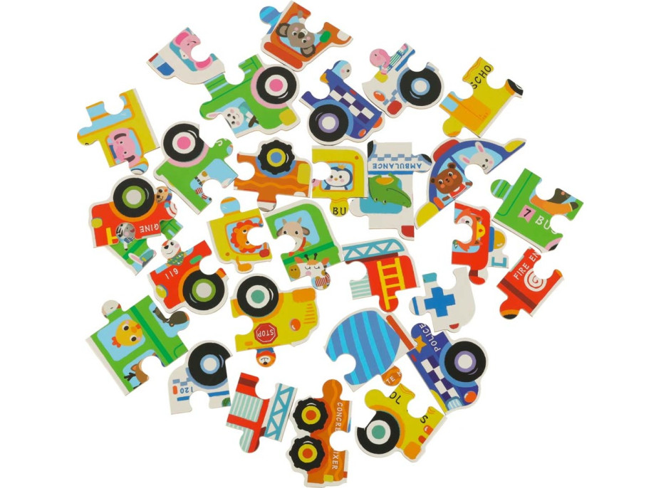 Puzzle v plechovke - Vozidlá - 30 dielikov