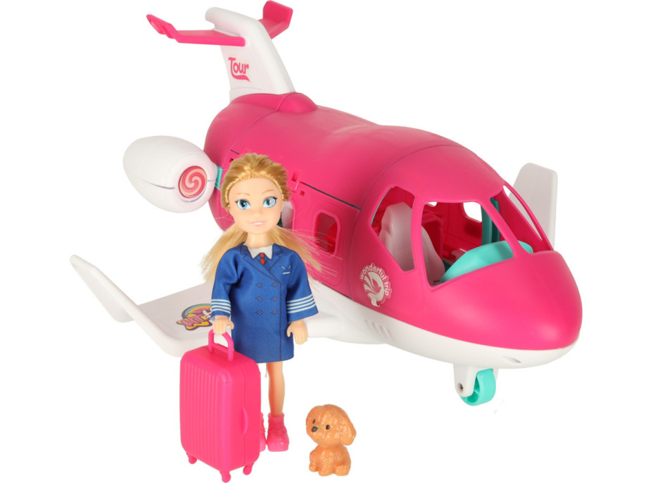 Lietadlo pre bábiky s letuškou - ružové