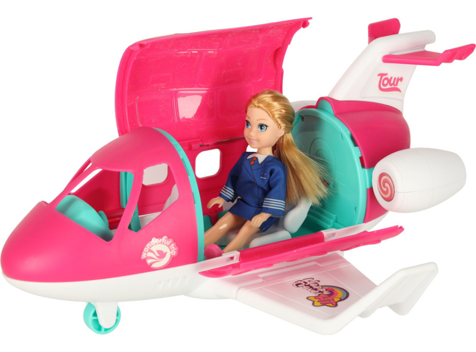 Lietadlo pre bábiky s letuškou - ružové