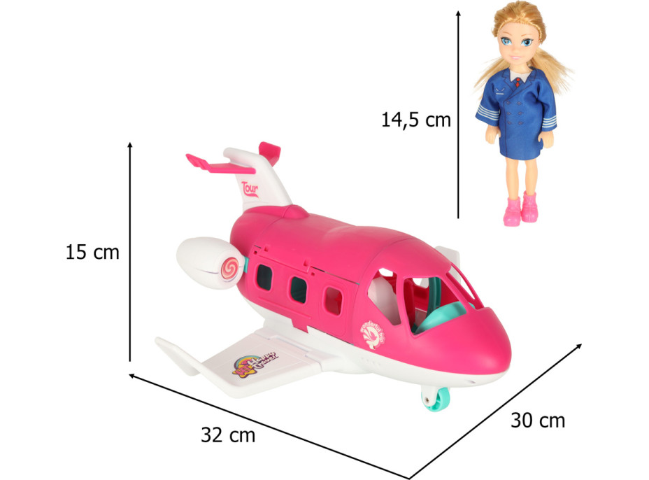 Lietadlo pre bábiky s letuškou - ružové