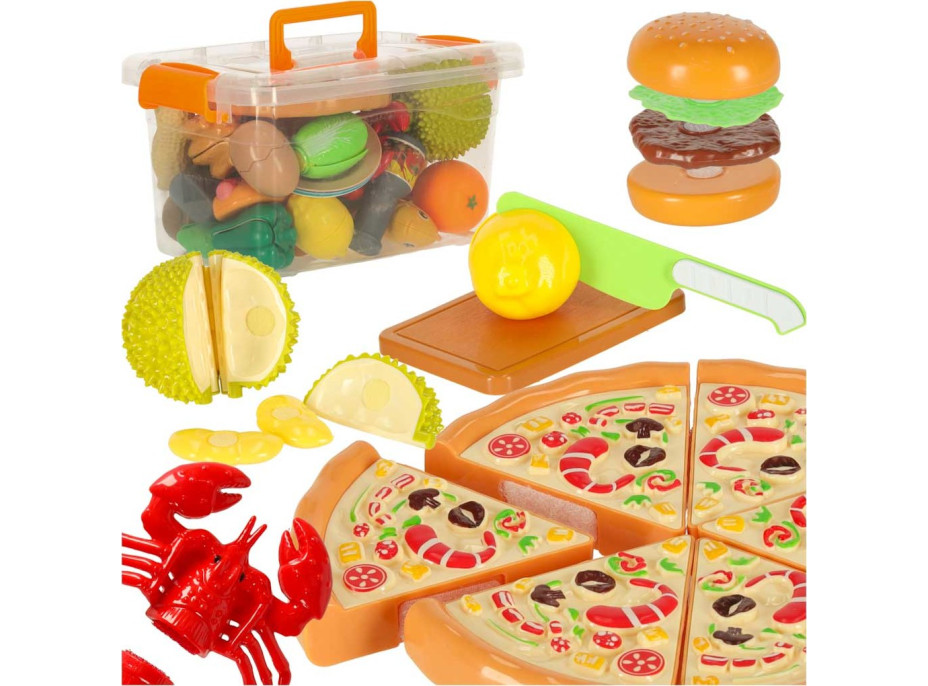 Potraviny na krájanie - zelenina, ovocie, pizza - 36 prvkov