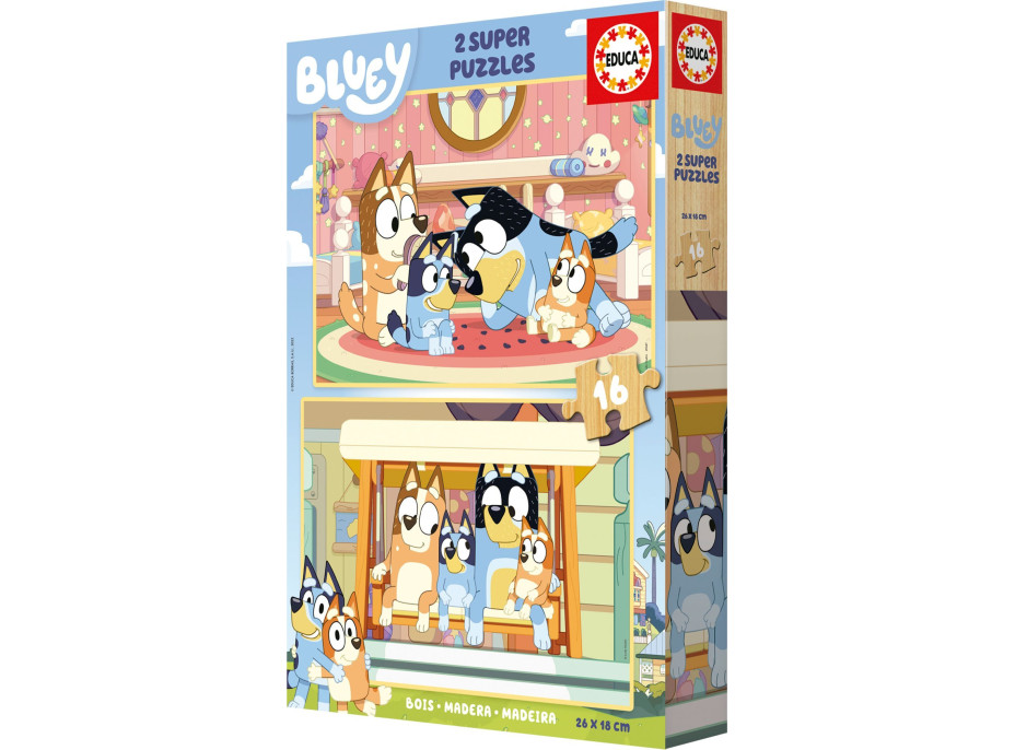 EDUCA Drevené puzzle Bluey 2x16 dielikov