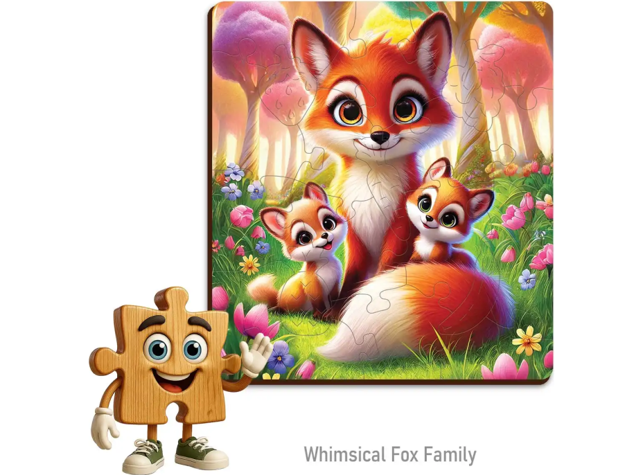 WOODEN CITY Drevené puzzle Líščia rodinka 20 dielikov