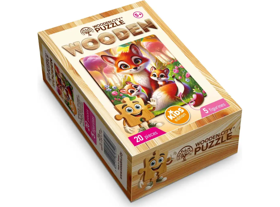WOODEN CITY Drevené puzzle Líščia rodinka 20 dielikov